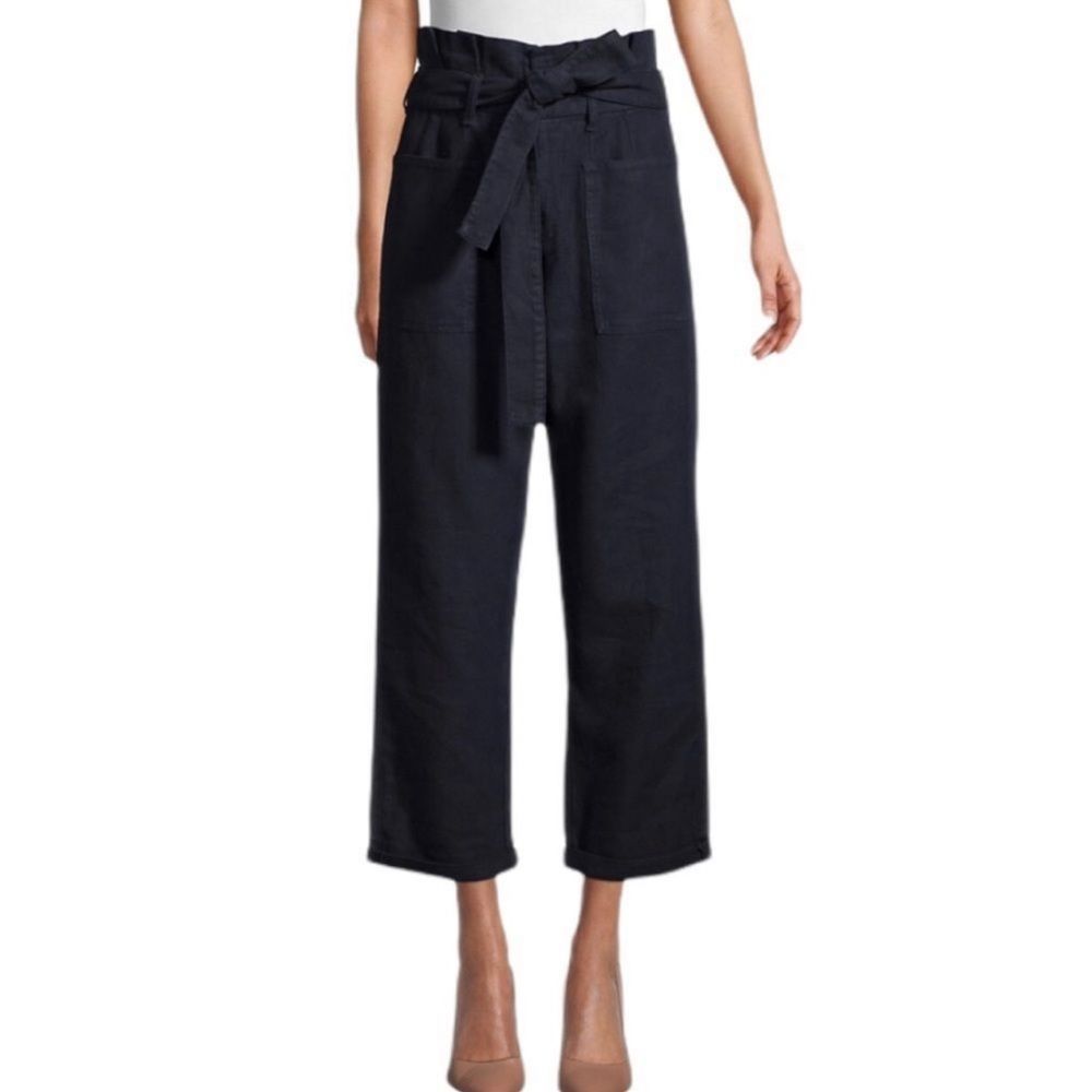 Joe’s pants Womens size 27 linen Cotton blend paper bag midnight high waisted